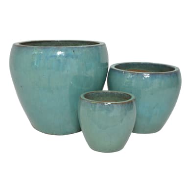 Set Of 3 Glazed Terracotta Pots (EW-5144D57_RG)