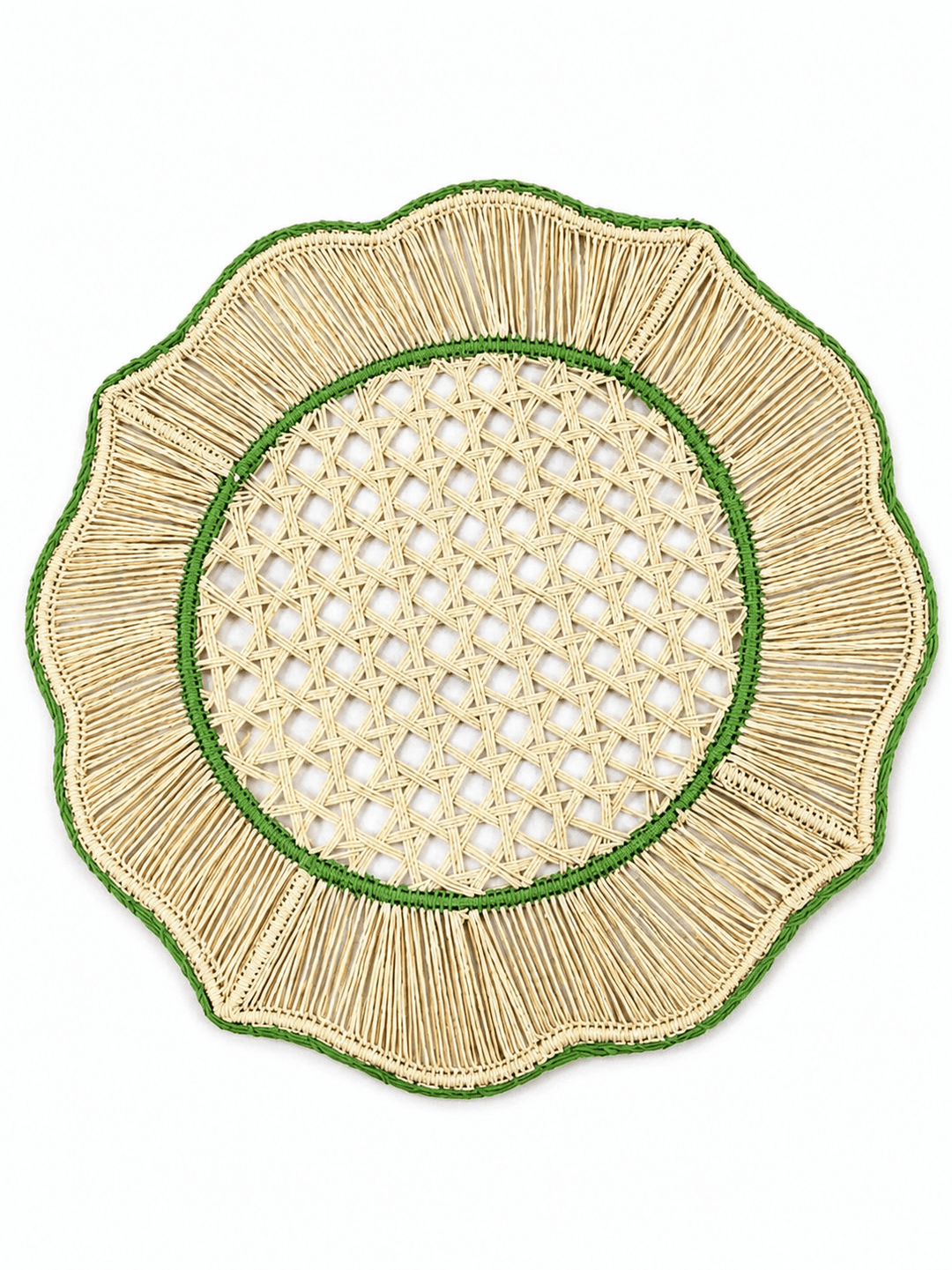 JNC Round Scalloped Lattice Paper Yarn Placemat - Petra
