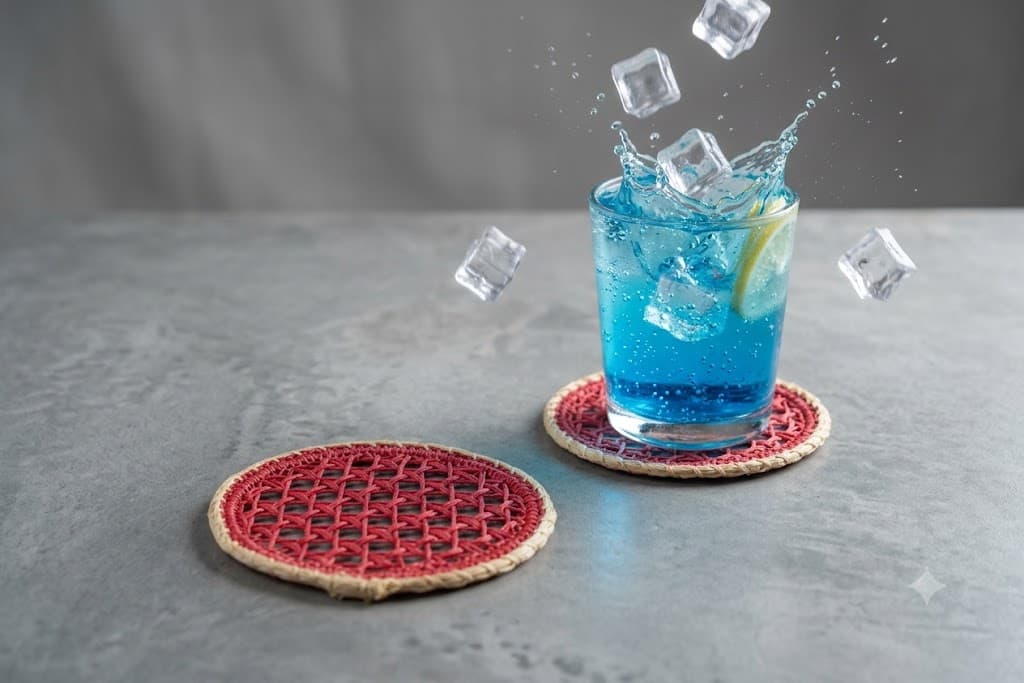 Round Diamond Lattice Paper Yarn Coaster - Calyx