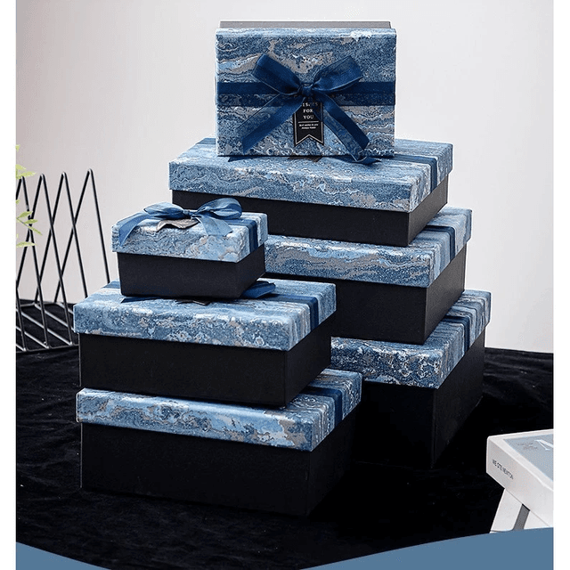 OEM ODM SET OF 2 GREEN PATTERNED BOXES WITH RIBBON BOW