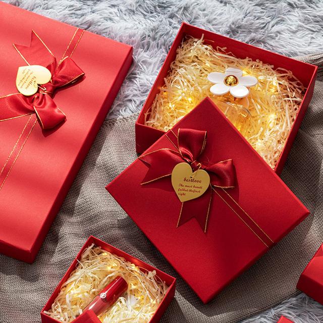 OEM ODM SET OF 3 RED BOXES WITH RIBBON BOW