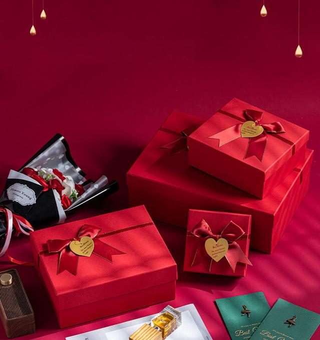 OEM ODM SET OF 3 RED BOXES WITH RIBBON BOW