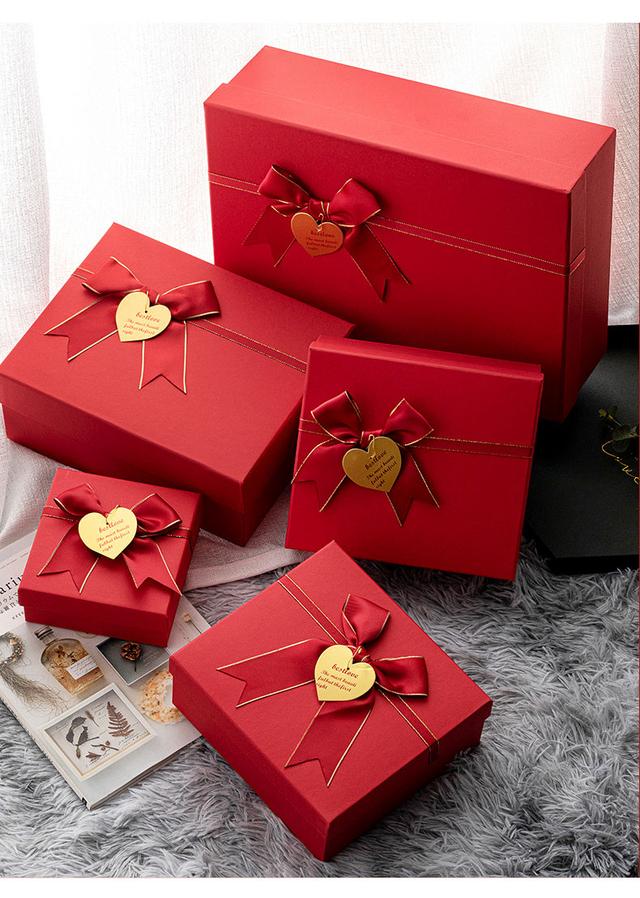 OEM ODM SET OF 3 RED BOXES WITH RIBBON BOW