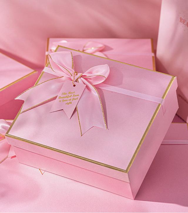 OEM ODM SET OF 3 PINK GLITTER BOXES WITH RIBBON BOW