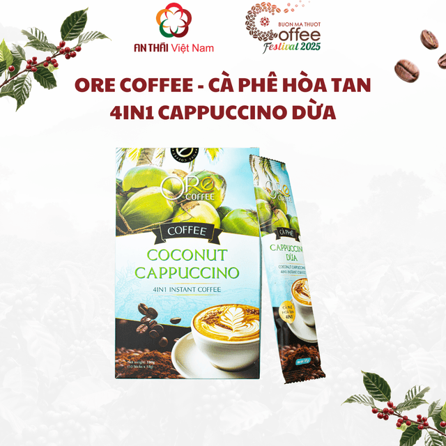 Ore Coffee Cappuccino Dừa - Cà Phê Hòa Tan 4in1