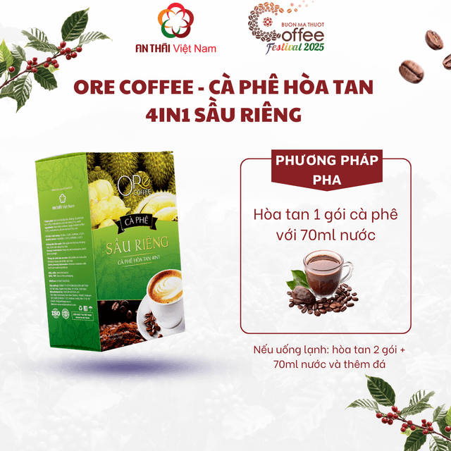 Ore Coffee Sầu Riêng - Cà Phê Hòa Tan 4in1
