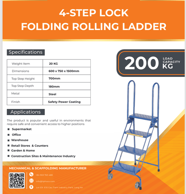 4-STEP LOCK FOLDING ROLLING LADDER