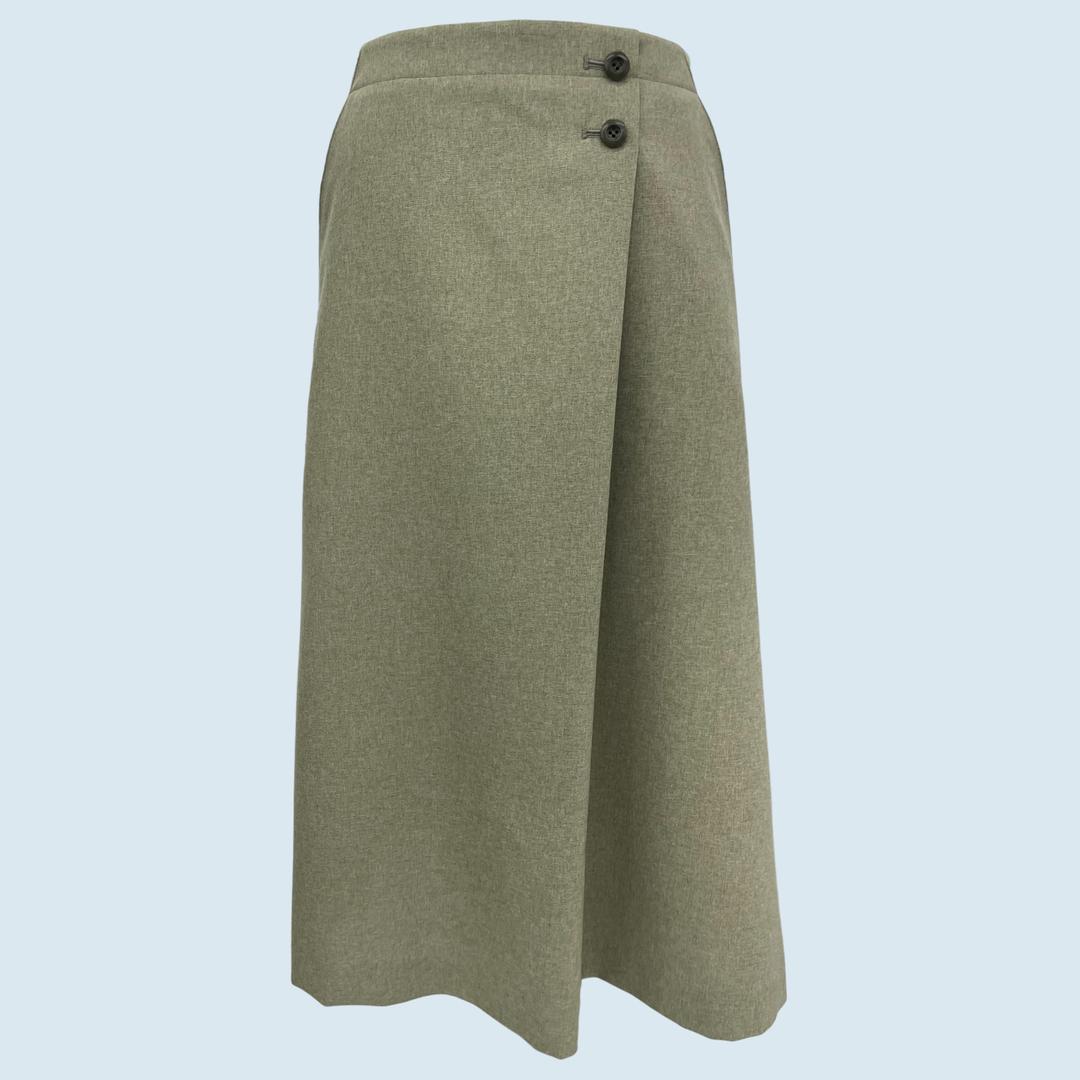 Women's Wrap-Front Midi Skirt for Office & Daily Wear