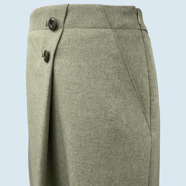Women's Wrap-Front Midi Skirt for Office & Daily Wear