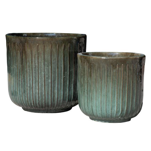 Set Of 2 Glazed Terracotta Pots (EW-7466_Avo)