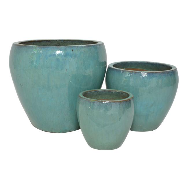 Set Of 3 Glazed Terracotta Pots (EW-5144D57_RG)
