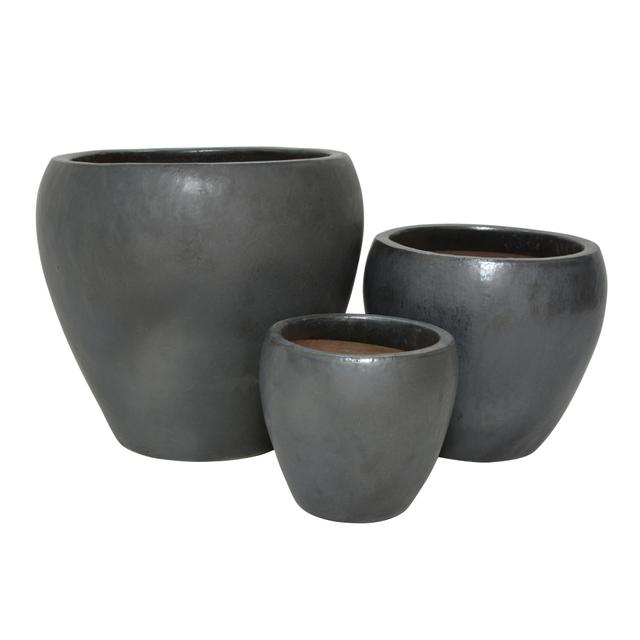 Set Of 3 Glazed Terracotta Pots (EW-5144D57_MBLA)