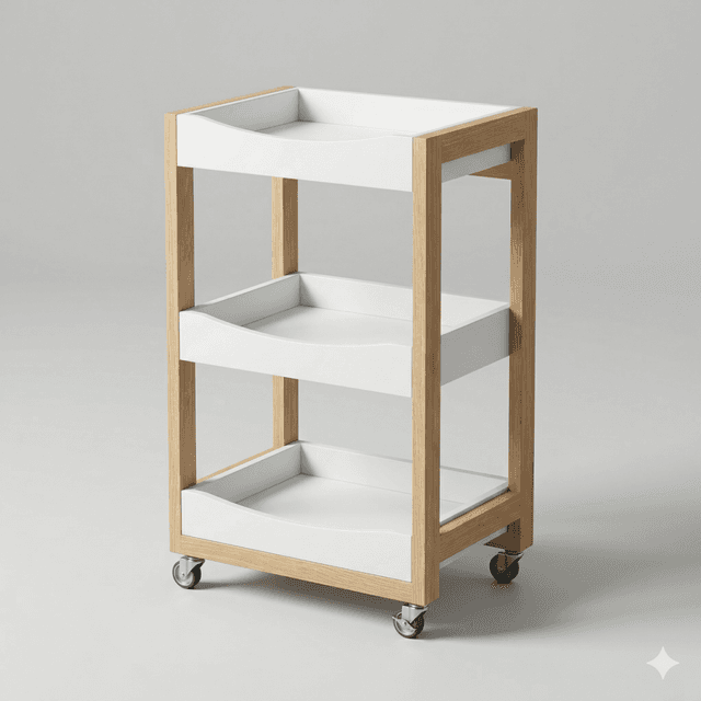 3 Tray Cart White
