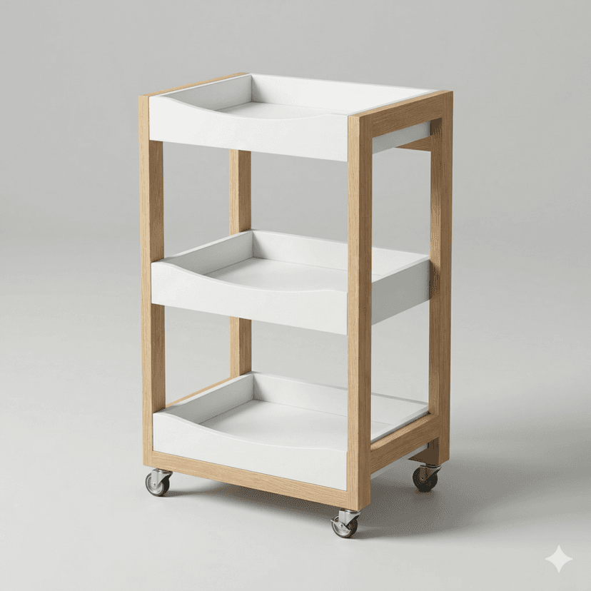 3 Tray Cart White