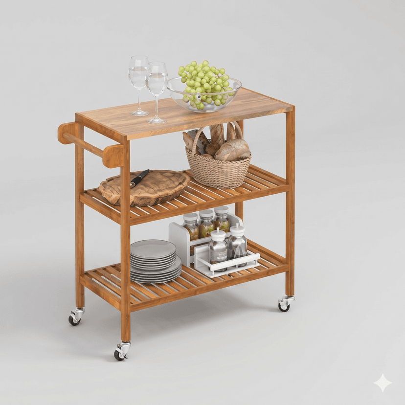 Kitchen Cart (Golden Teak Finish)