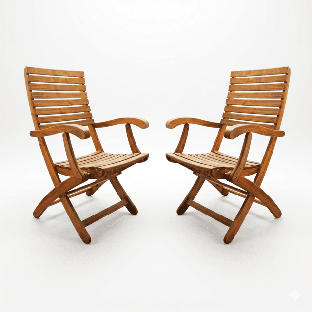 Casino Folding Chair Set (2 Pieces – Golden Teak)