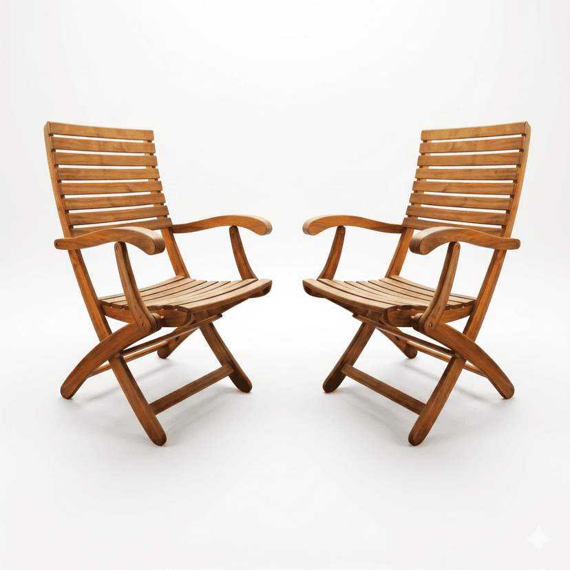 Casino Folding Chair Set (2 Pieces – Golden Teak)