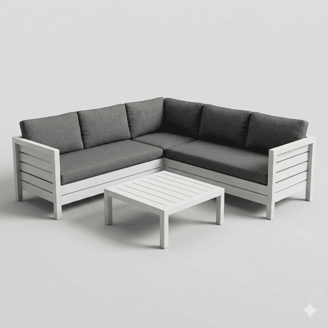 Lodge Lounge Set with Cushions (Greywash Finish)