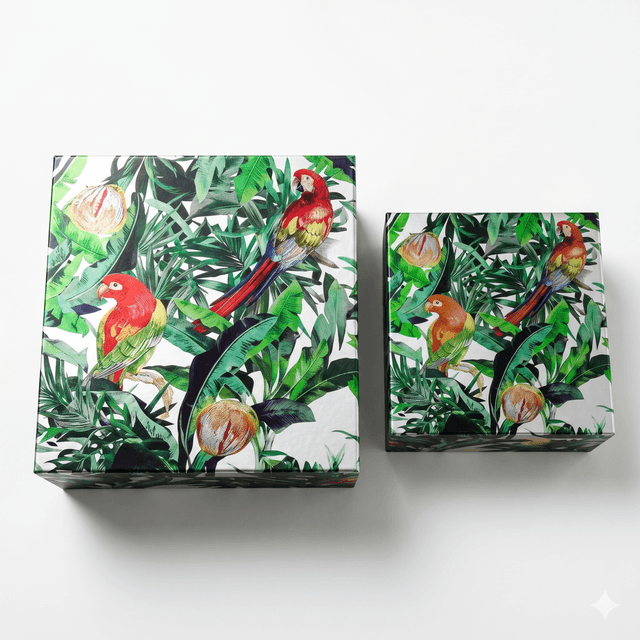 Silver Foil Print Rectangular Box 7x4