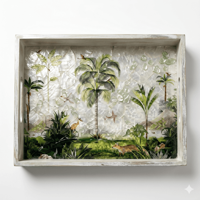 Green Capiz Landscape Rectangular Tray 12x16