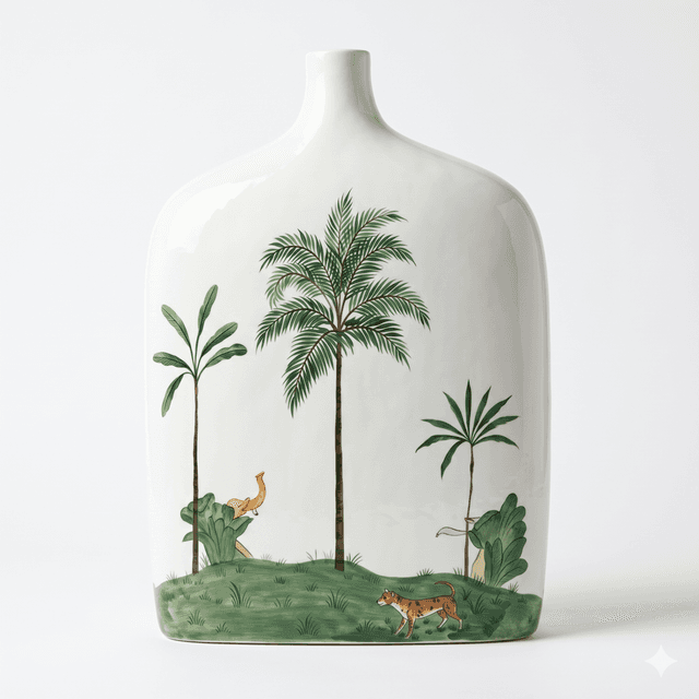 White Landscape Lacquer Vase