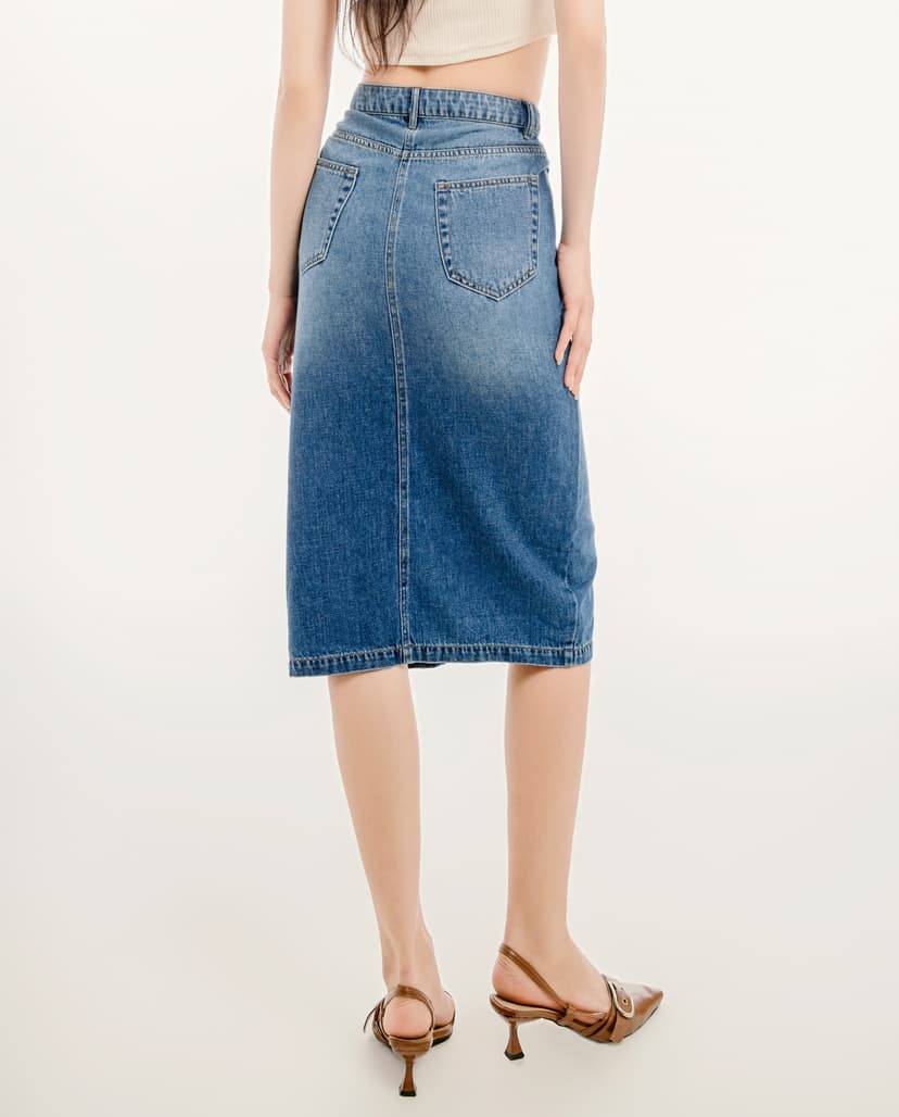 Women's Front Slit Denim Skirt