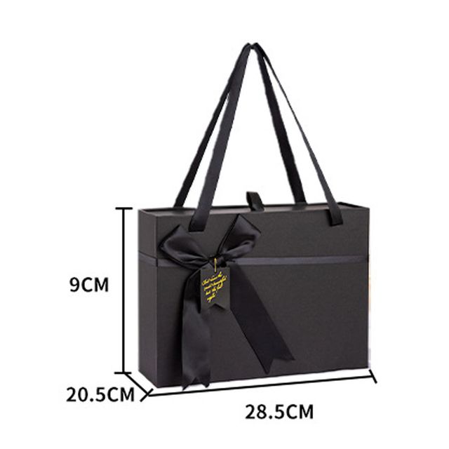 OEM ODM SET OF 4 BLACK BOXES WITH HANDLE AND RIBBON BOW