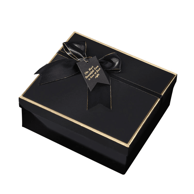 OEM ODM SET OF 3 BLACK GLITTER BOXES WITH RIBBON BOW