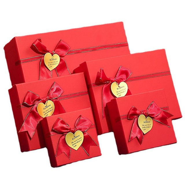 OEM ODM SET OF 3 RED BOXES WITH RIBBON BOW