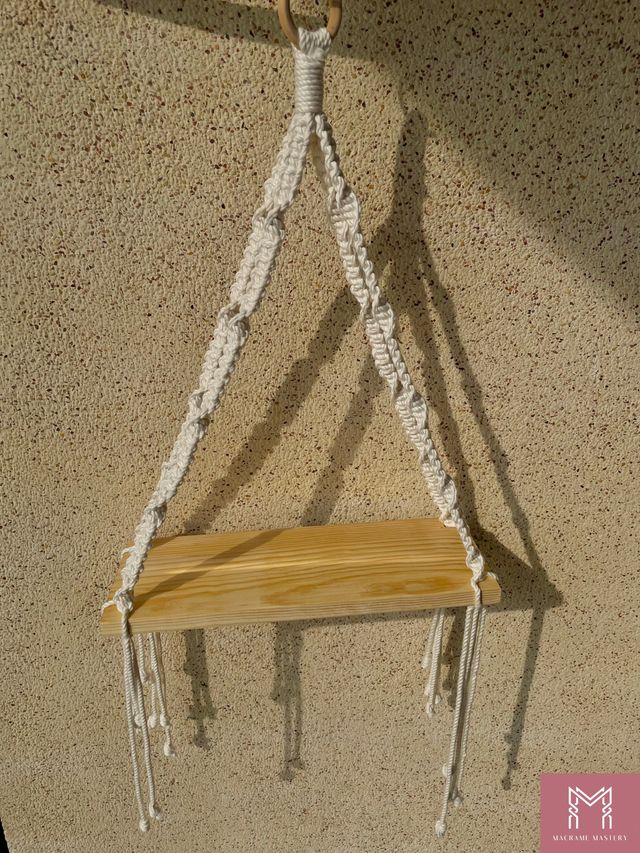 Boho Macrame Shelf | Hanging Wooden Display for Plants & Decor | Macrame Mastery | MM-MSH-23121001