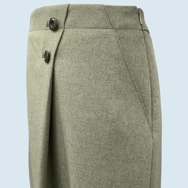 Women's Wrap-Front Midi Skirt for Office & Daily Wear