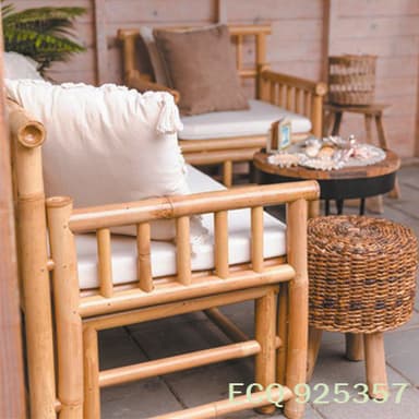 Eco-Friendly 2-Piece Bamboo Outdoor Chair Set with Garden Relaxation Cushion