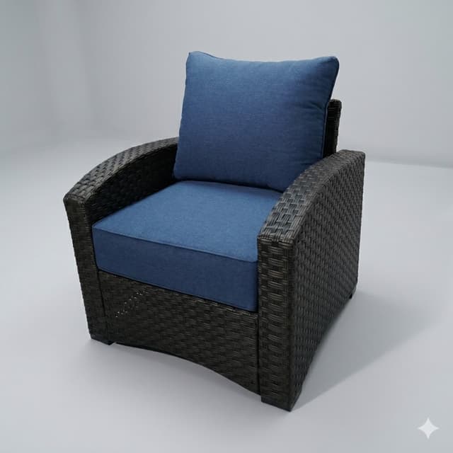 Single Sofa with Cushion & Wicker