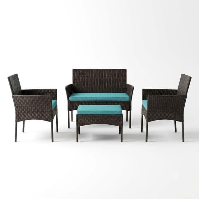 Sofa Set Brown/Cyan