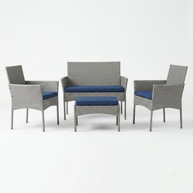 Sofa Set Gray/Dark Blue
