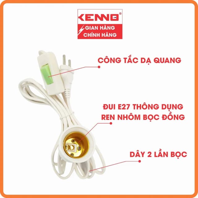 Lamp Holder Cord Set With Glow Switch & Plug (Kenno DS6-7)