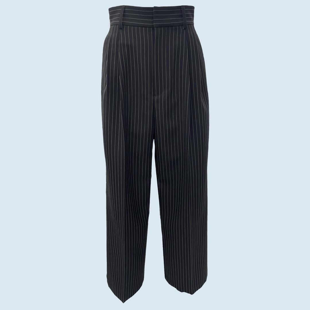 Women’s High-Waist Pinstripe Wide-Leg Trousers – Business Casual Tailored Pants